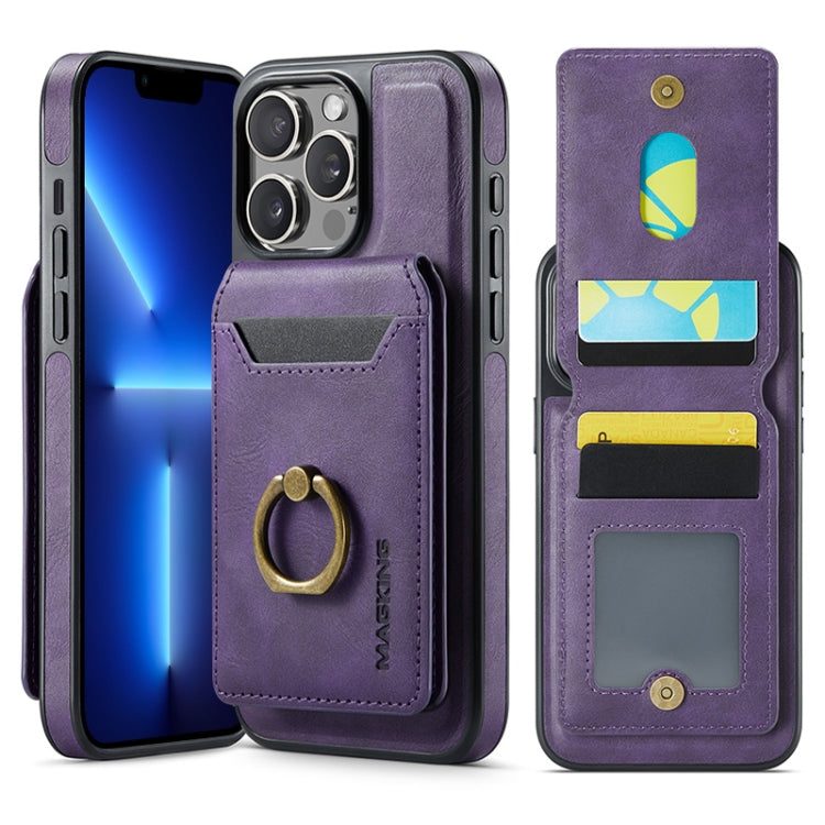 For iPhone 13 Pro Max MAGKING K1 MagSafe Detachable Wallet RFID Back Cover Phone Case(Purple) by MAGKING