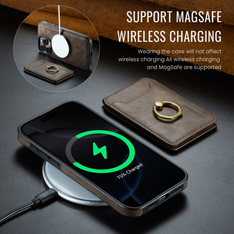 For iPhone 16 Pro Max MAGKING K1 MagSafe Detachable Wallet RFID Back Cover Phone Case(Coffee) by MAGKING