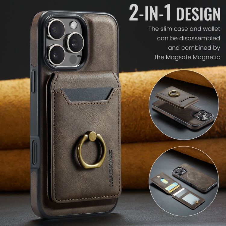 For iPhone 16 Pro MAGKING K1 MagSafe Detachable Wallet RFID Back Cover Phone Case(Coffee) by MAGKING