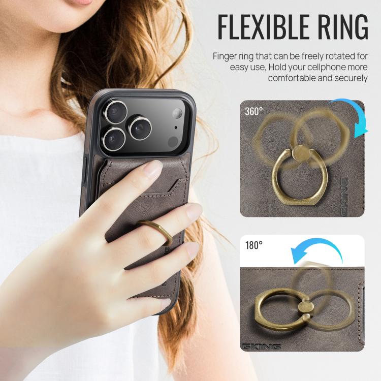 For iPhone 17 Pro Max MAGKING K1 MagSafe Detachable Wallet RFID Back Cover Phone Case(Coffee) by MAGKING