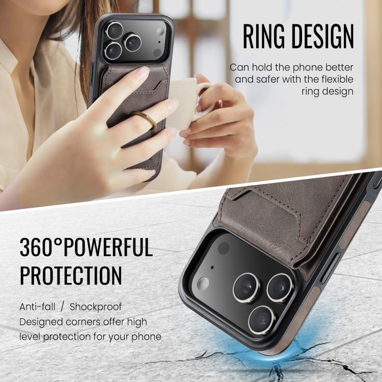 For iPhone 17 Pro Max MAGKING K1 MagSafe Detachable Wallet RFID Back Cover Phone Case(Coffee) by MAGKING