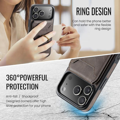 For iPhone 17 Pro Max MAGKING K1 MagSafe Detachable Wallet RFID Back Cover Phone Case(Coffee) by MAGKING