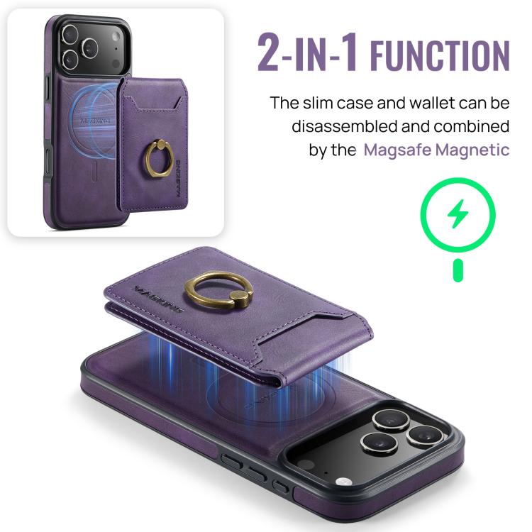 For iPhone 17 Pro Max MAGKING K1 MagSafe Detachable Wallet RFID Back Cover Phone Case(Purple) by MAGKING