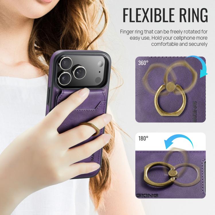 For iPhone 17 Pro Max MAGKING K1 MagSafe Detachable Wallet RFID Back Cover Phone Case(Purple) by MAGKING