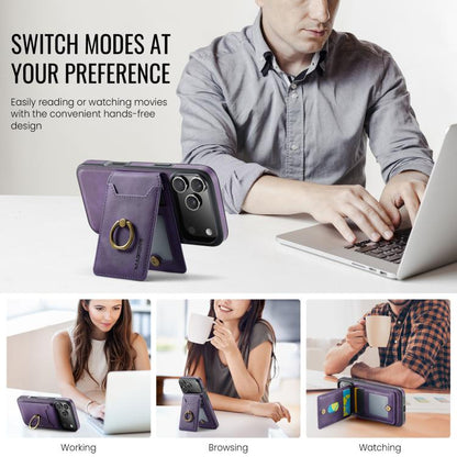 For iPhone 17 Pro Max MAGKING K1 MagSafe Detachable Wallet RFID Back Cover Phone Case(Purple) by MAGKING