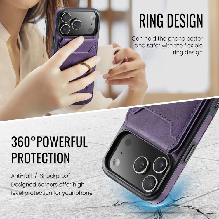 For iPhone 17 Pro Max MAGKING K1 MagSafe Detachable Wallet RFID Back Cover Phone Case(Purple) by MAGKING