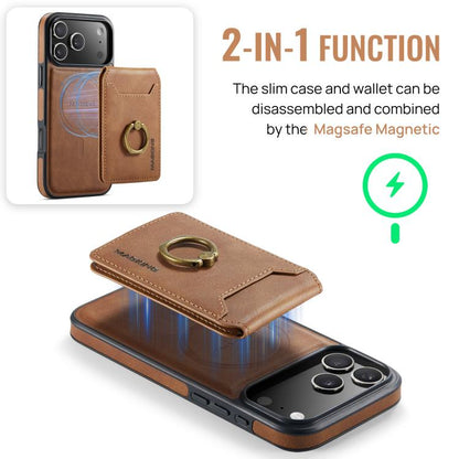 For iPhone 17 Pro Max MAGKING K1 MagSafe Detachable Wallet RFID Back Cover Phone Case(Brown) by MAGKING