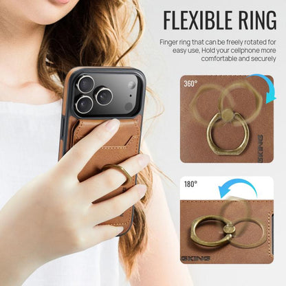 For iPhone 17 Pro Max MAGKING K1 MagSafe Detachable Wallet RFID Back Cover Phone Case(Brown) by MAGKING