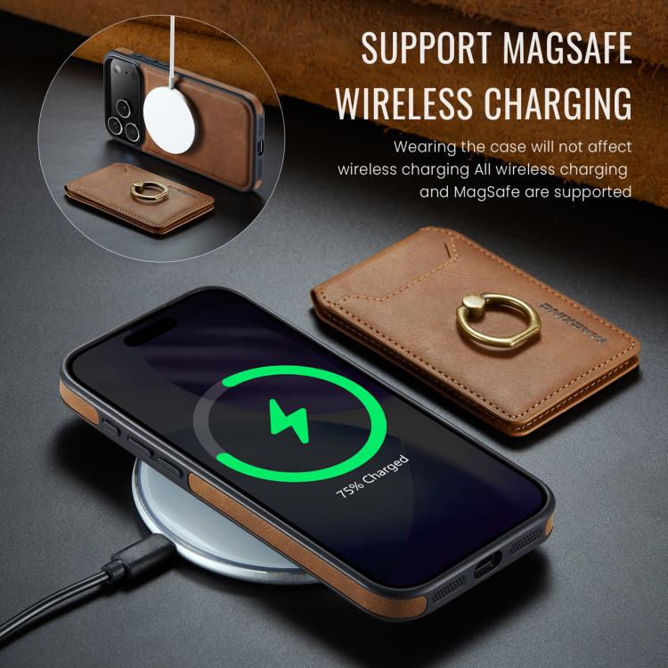 For iPhone 17 Pro Max MAGKING K1 MagSafe Detachable Wallet RFID Back Cover Phone Case(Brown) by MAGKING