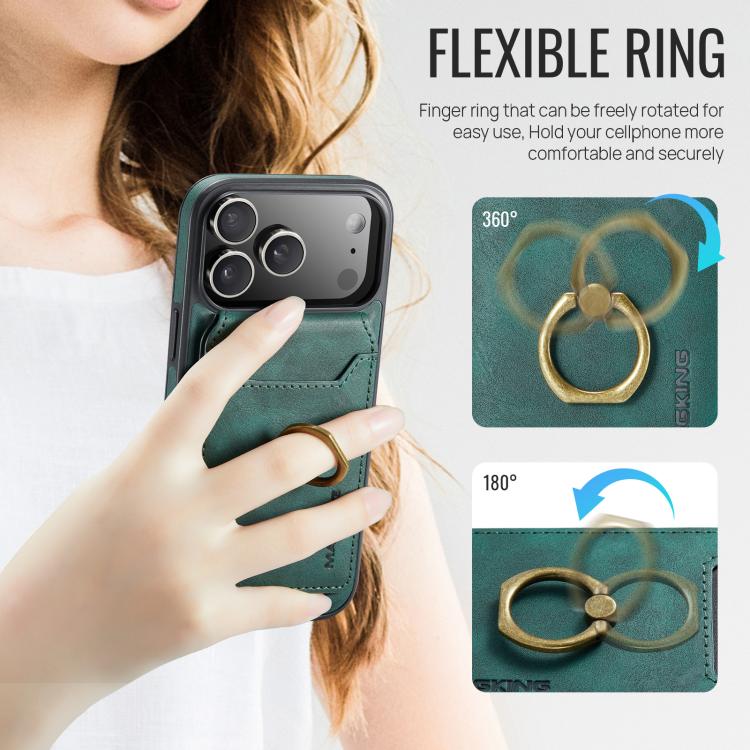 For iPhone 17 Pro Max MAGKING K1 MagSafe Detachable Wallet RFID Back Cover Phone Case(Green) by MAGKING