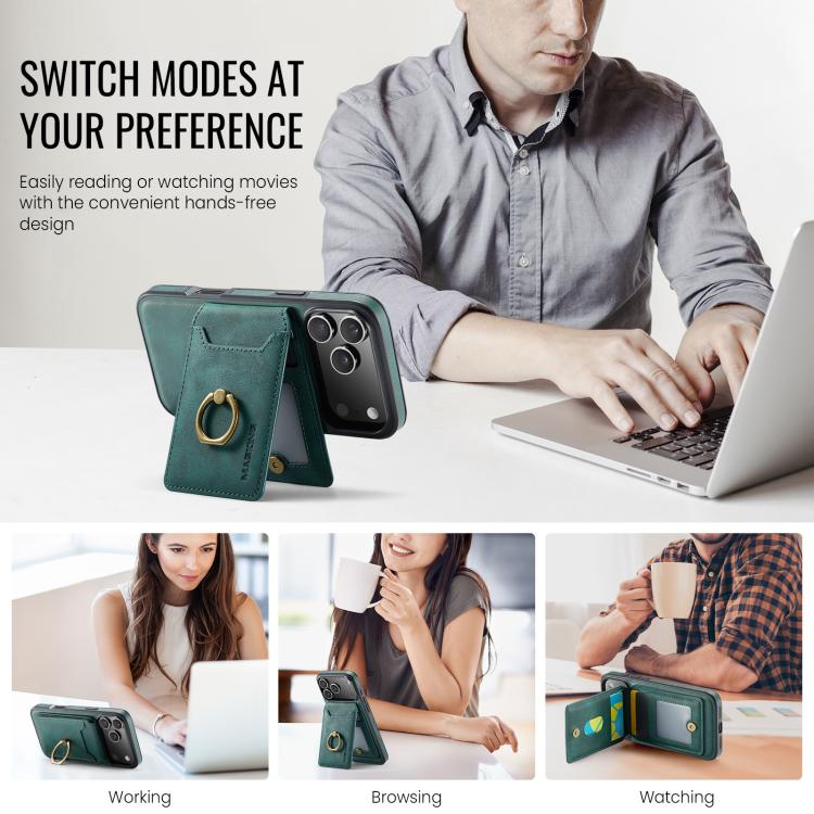 For iPhone 17 Pro Max MAGKING K1 MagSafe Detachable Wallet RFID Back Cover Phone Case(Green) by MAGKING