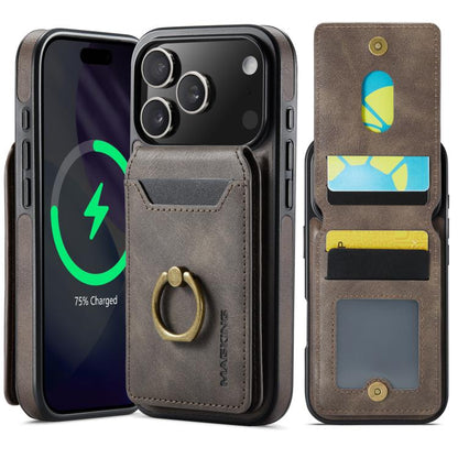 For iPhone 17 Pro MAGKING K1 MagSafe Detachable Wallet RFID Back Cover Phone Case(Coffee) by MAGKING
