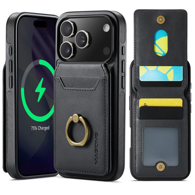 For iPhone 17 Pro MAGKING K1 MagSafe Detachable Wallet RFID Back Cover Phone Case(Black) by MAGKING
