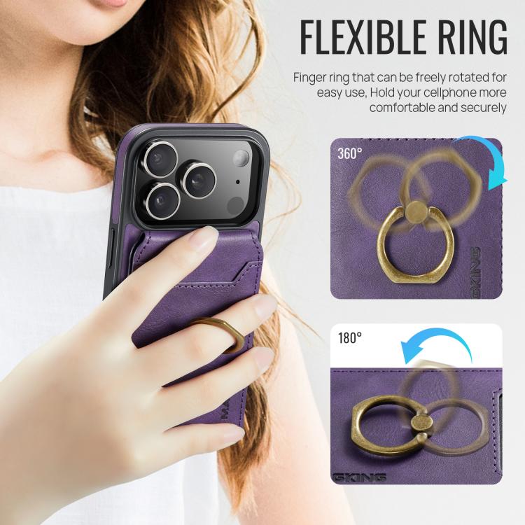 For iPhone 17 Pro MAGKING K1 MagSafe Detachable Wallet RFID Back Cover Phone Case(Purple) by MAGKING