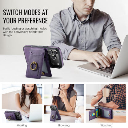 For iPhone 17 Pro MAGKING K1 MagSafe Detachable Wallet RFID Back Cover Phone Case(Purple) by MAGKING