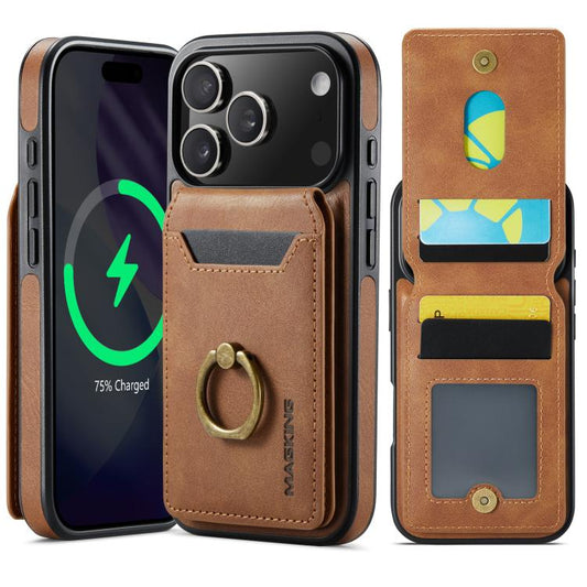 For iPhone 17 Pro MAGKING K1 MagSafe Detachable Wallet RFID Back Cover Phone Case(Brown) by MAGKING