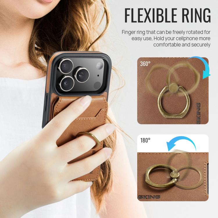 For iPhone 17 Pro MAGKING K1 MagSafe Detachable Wallet RFID Back Cover Phone Case(Brown) by MAGKING