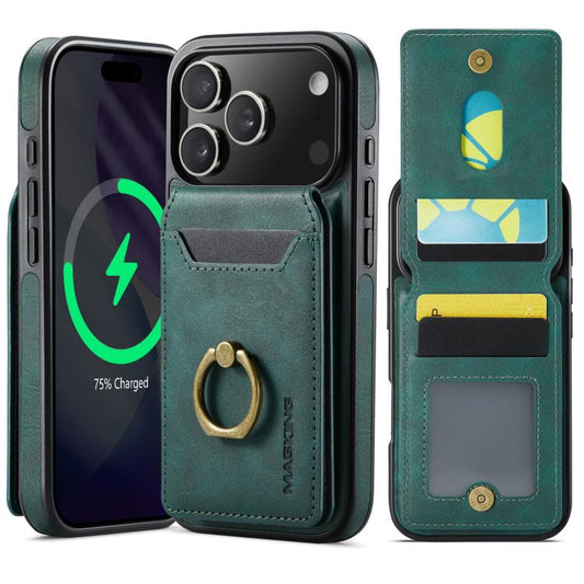 For iPhone 17 Pro MAGKING K1 MagSafe Detachable Wallet RFID Back Cover Phone Case(Green) by MAGKING