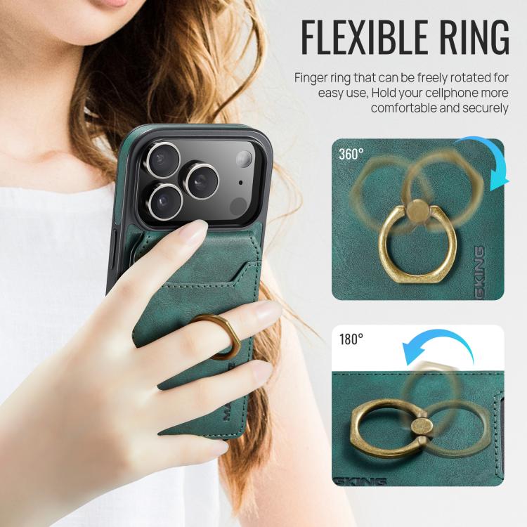 For iPhone 17 Pro MAGKING K1 MagSafe Detachable Wallet RFID Back Cover Phone Case(Green) by MAGKING