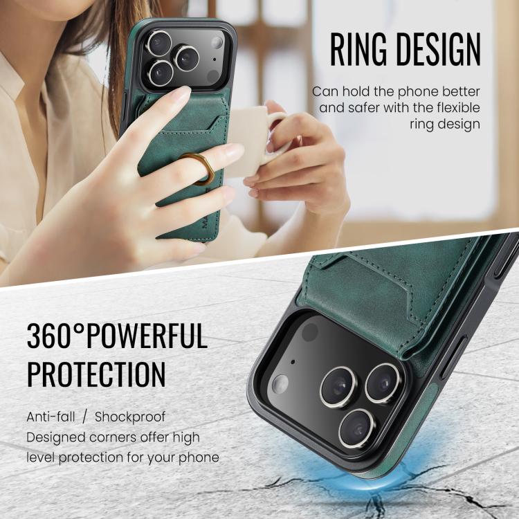 For iPhone 17 Pro MAGKING K1 MagSafe Detachable Wallet RFID Back Cover Phone Case(Green) by MAGKING