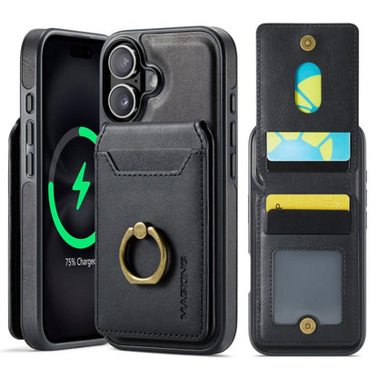 For iPhone 17 MAGKING K1 MagSafe Detachable Wallet RFID Back Cover Phone Case(Black) by MAGKING