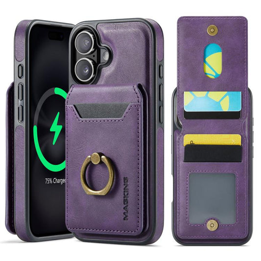 For iPhone 17 MAGKING K1 MagSafe Detachable Wallet RFID Back Cover Phone Case(Purple) by MAGKING