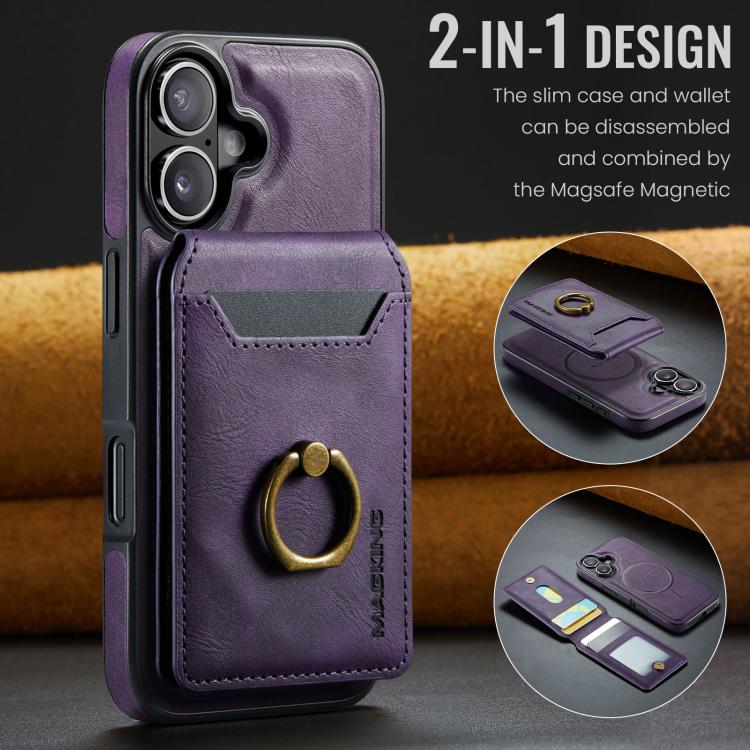For iPhone 17 MAGKING K1 MagSafe Detachable Wallet RFID Back Cover Phone Case(Purple) by MAGKING