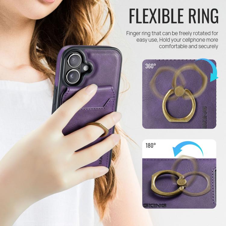 For iPhone 17 MAGKING K1 MagSafe Detachable Wallet RFID Back Cover Phone Case(Purple) by MAGKING