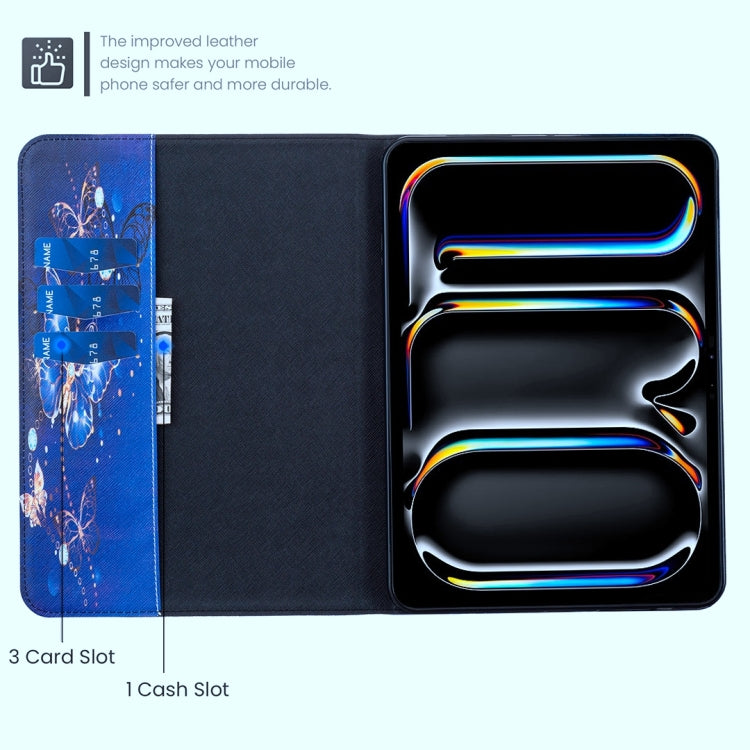 For Samsung Galaxy Tab A11 / A9 Colored Drawing Leather Tablet Case(Purple Butterfly) by bashfashion