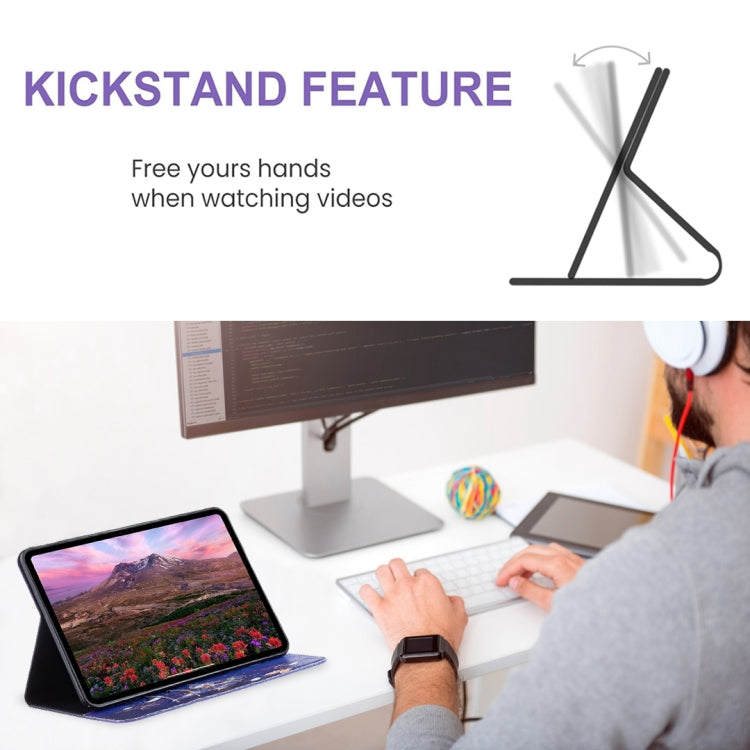 For Samsung Galaxy Tab A11 / A9 Colored Drawing Leather Tablet Case(Purple Butterfly) by bashfashion