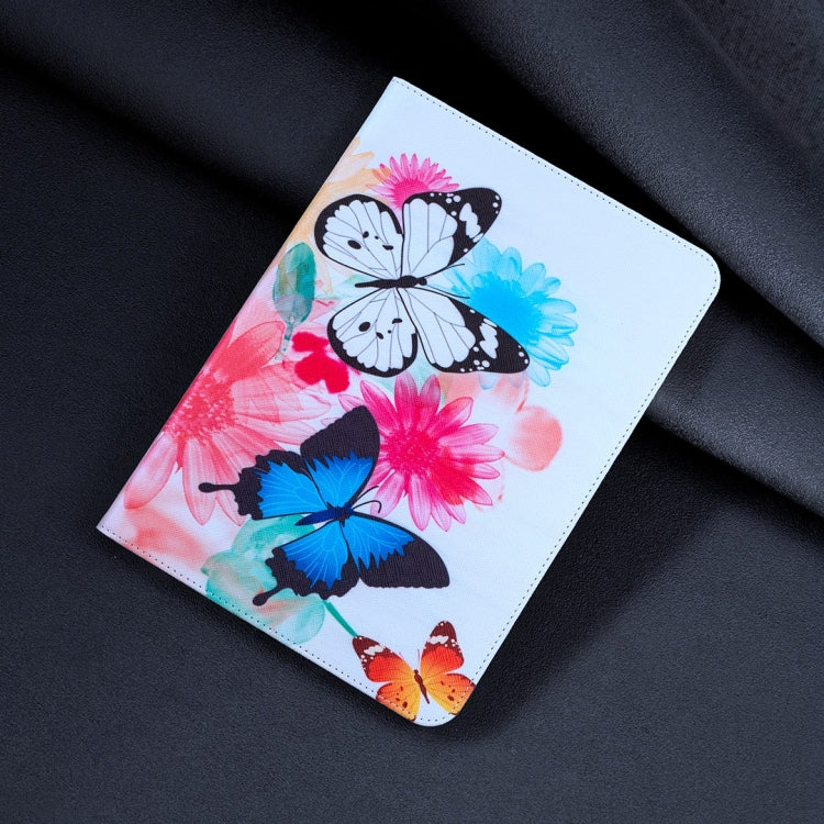 For Samsung Galaxy Tab A11 / A9 Colored Drawing Leather Tablet Case(Two Butterflies) by bashfashion