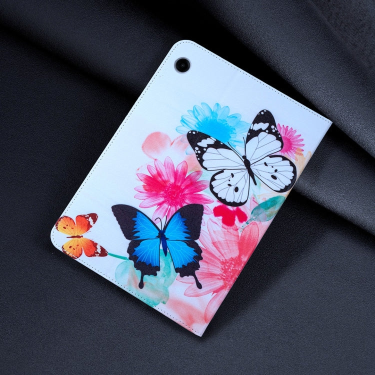 For Samsung Galaxy Tab A11 / A9 Colored Drawing Leather Tablet Case(Two Butterflies) by bashfashion