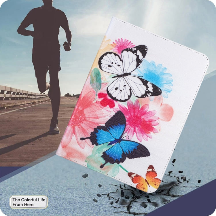 For Samsung Galaxy Tab A11 / A9 Colored Drawing Leather Tablet Case(Two Butterflies) by bashfashion