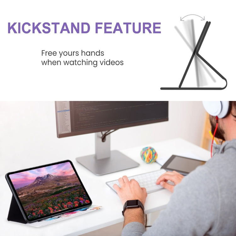 For Samsung Galaxy Tab A11 / A9 Colored Drawing Leather Tablet Case(Two Butterflies) by bashfashion