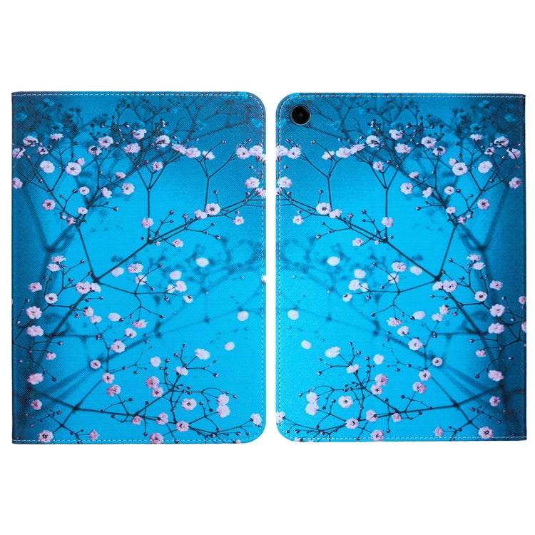 For Samsung Galaxy Tab A11+ / A9+ Colored Drawing Leather Tablet Case(Plum Blossom) by bashfashion