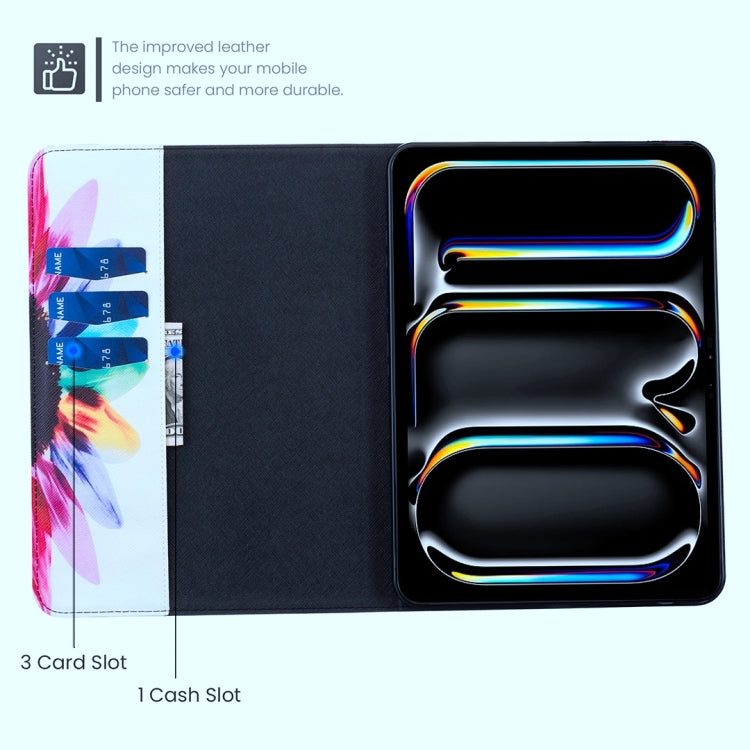 For Samsung Galaxy Tab A11+ / A9+ Colored Drawing Leather Tablet Case(Sun Flower) by bashfashion