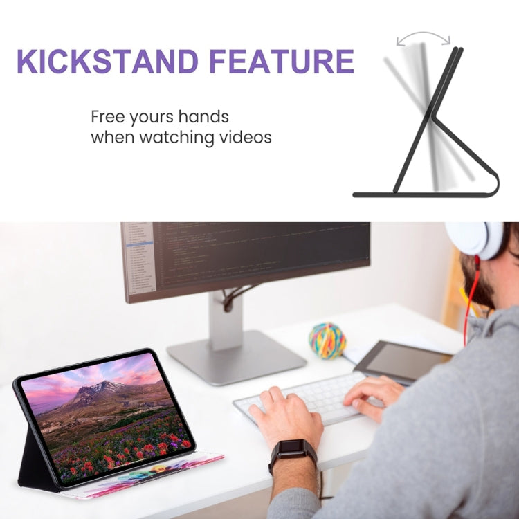 For Samsung Galaxy Tab A11+ / A9+ Colored Drawing Leather Tablet Case(Sun Flower) by bashfashion