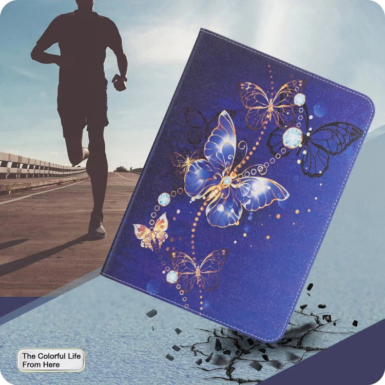 For Samsung Galaxy Tab S9 / S9 FE Colored Drawing Leather Tablet Case(Purple Butterfly) by bashfashion