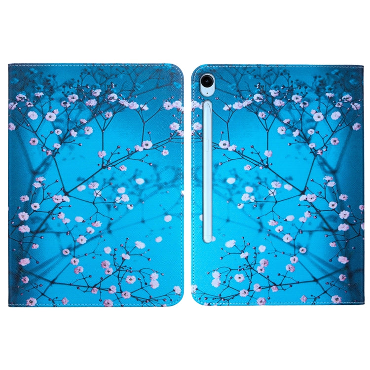 For Samsung Galaxy Tab S9 / S9 FE Colored Drawing Leather Tablet Case(Plum Blossom) by bashfashion