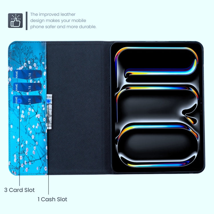 For Samsung Galaxy Tab S9 / S9 FE Colored Drawing Leather Tablet Case(Plum Blossom) by bashfashion