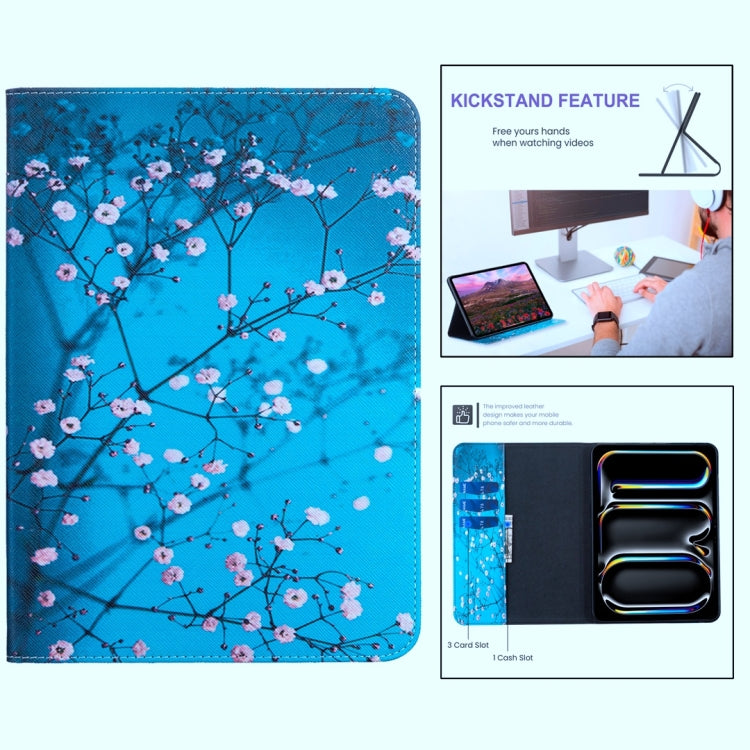 For Samsung Galaxy Tab S9 / S9 FE Colored Drawing Leather Tablet Case(Plum Blossom) by bashfashion