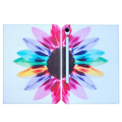 For Samsung Galaxy Tab S9 / S9 FE Colored Drawing Leather Tablet Case(Sun Flower) by bashfashion