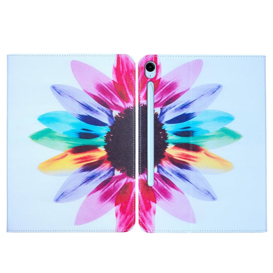 For Samsung Galaxy Tab S9 / S9 FE Colored Drawing Leather Tablet Case(Sun Flower) by bashfashion