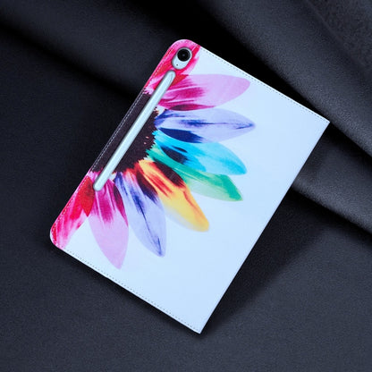 For Samsung Galaxy Tab S9 / S9 FE Colored Drawing Leather Tablet Case(Sun Flower) by bashfashion