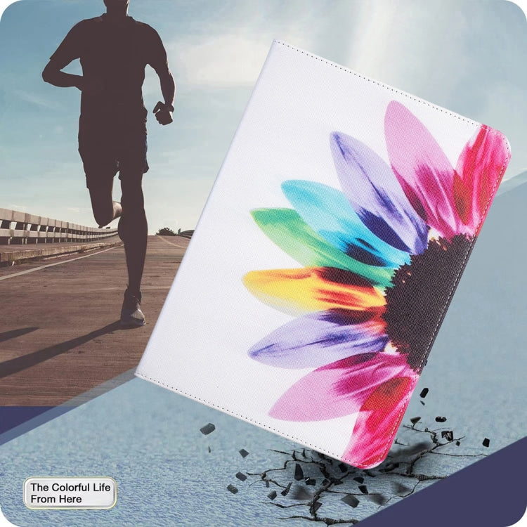 For Samsung Galaxy Tab S9 / S9 FE Colored Drawing Leather Tablet Case(Sun Flower) by bashfashion