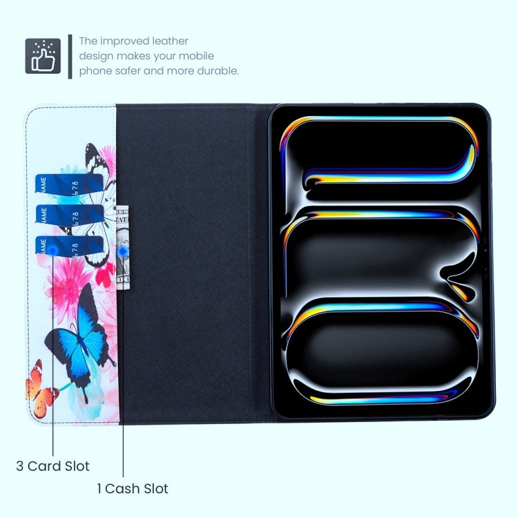 For Samsung Galaxy Tab S9 / S9 FE Colored Drawing Leather Tablet Case(Two Butterflies) by bashfashion