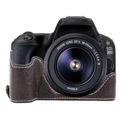 For Canon EOS 200D II / 200D Buffalo Texture PU Leather Camera Half Case Base(Dark Coffee) by bashfashion