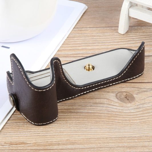 For Canon EOS 200D II / 200D Buffalo Texture PU Leather Camera Half Case Base(Dark Coffee) by bashfashion