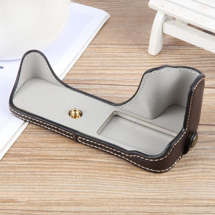 For Canon EOS 200D II / 200D Buffalo Texture PU Leather Camera Half Case Base(Dark Coffee) by bashfashion