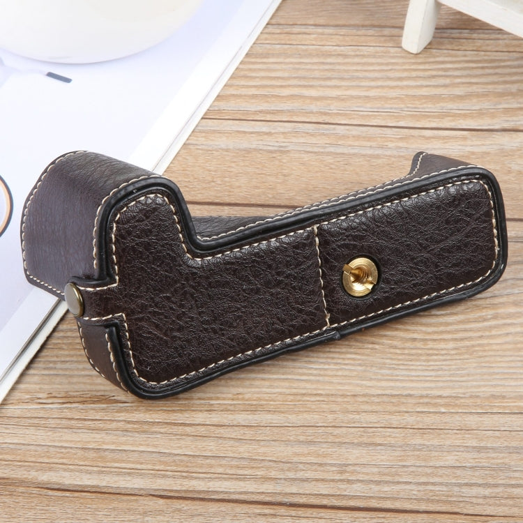 For Canon EOS 200D II / 200D Buffalo Texture PU Leather Camera Half Case Base(Dark Coffee) by bashfashion